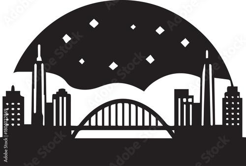 Perth City Skyline Silhouette Vector, City Icon, Logo