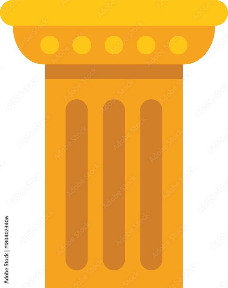 Obraz premium Simple yet elegant golden greek column with grooves and a decorative top, isolated on white