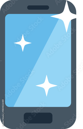 Smartphone with shining clean display representing mobile phone hygiene and maintenance