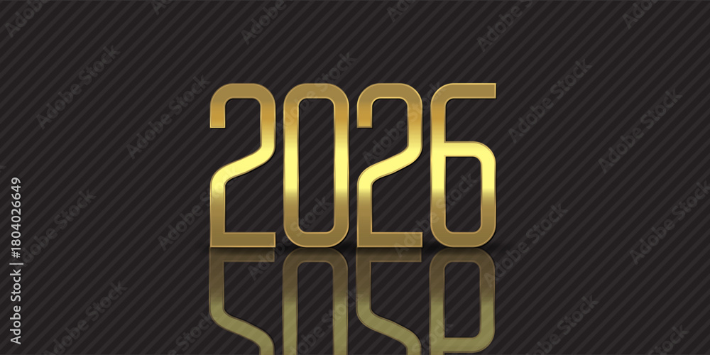 Obraz premium Minimal modern Happy New Year banner with gold coloured text design
