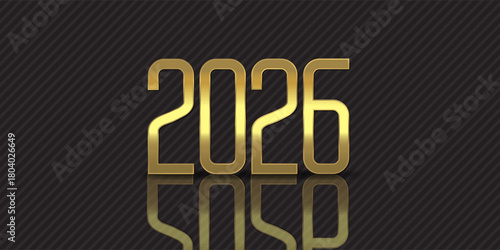 Minimal modern Happy New Year banner with gold coloured text design