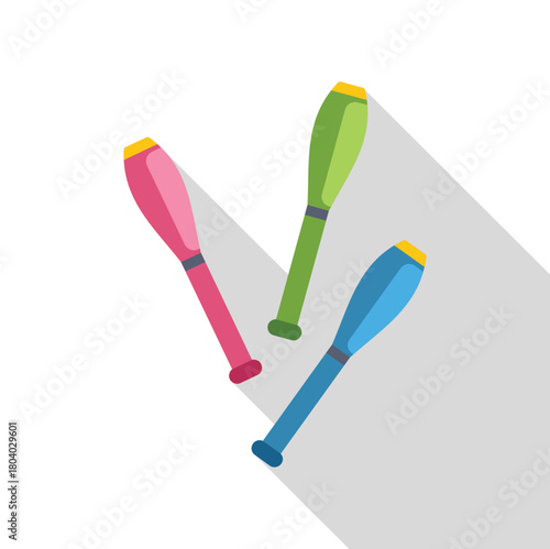 Colorful juggling clubs represent balance, entertainment, skill, coordination, dexterity, and circus performance