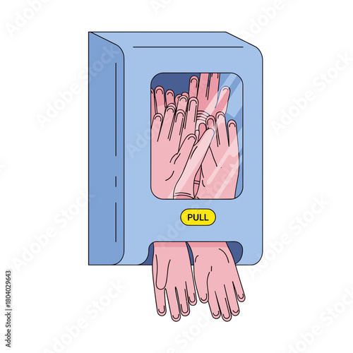 Disposable gloves dispenser with multiple hands pulling gloves  