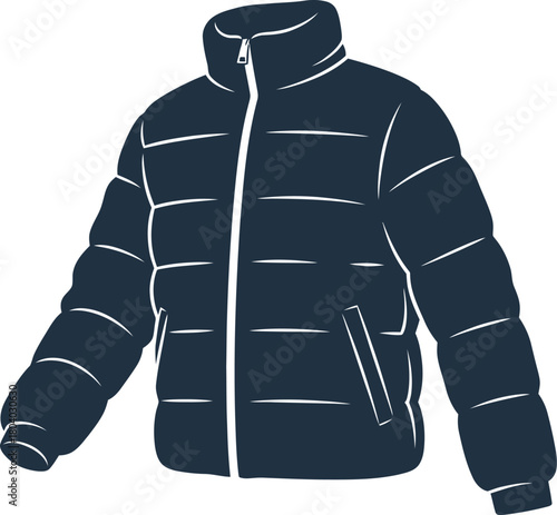 Padded winter jacket illustration on a white background for apparel designs