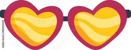Stylish heart shaped sunglasses with yellow lenses and wavy pattern, perfect for adding a touch of love and fun to summer outfits