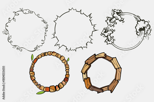 Vector Comic Nature Frame Border Pack