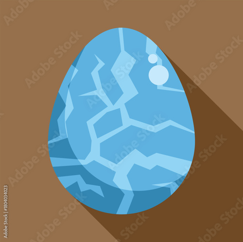 Blue dinosaur egg starting to hatch, with cracks appearing on the eggshell