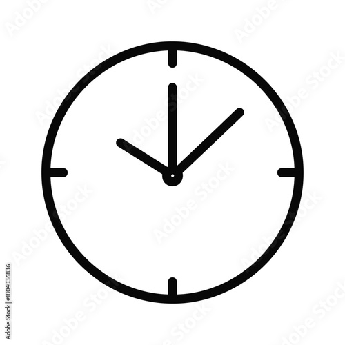 Simple line drawing of a clock face showing time