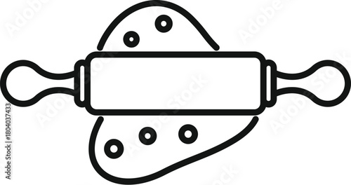 Rolling pin flattening dough with air bubbles, perfect for culinary projects