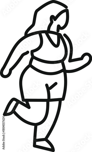 Empowering illustration of a curvy woman running, promoting body positivity, healthy lifestyle, and self acceptance