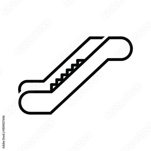Simple line art icon of an escalator moving upwards