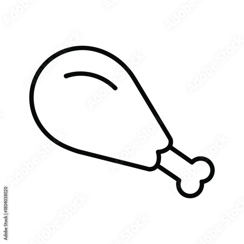 Simple outline icon of a cooked chicken drumstick on white background