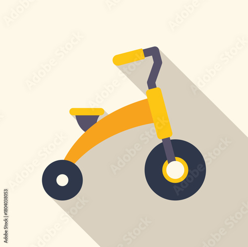 Kids tricycle with long shadow, evoking nostalgia and carefree childhood adventures