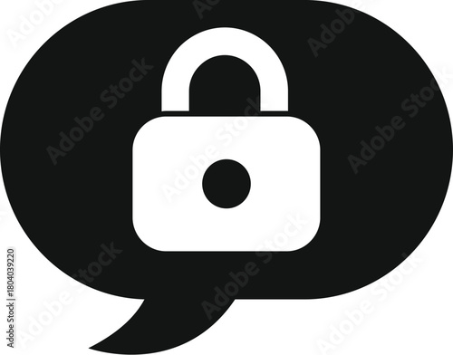 Speech bubble containing padlock, representing secure and private communication
