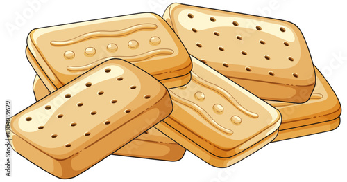 Stack of Rectangular Shortbread Biscuits Illustration