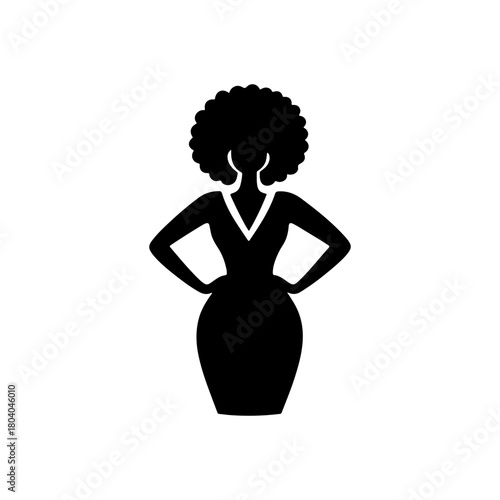 Black and White Illustration of a Woman on a Confident Pose