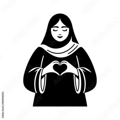 Black and White Illustration of a Woman Portraying Self Love