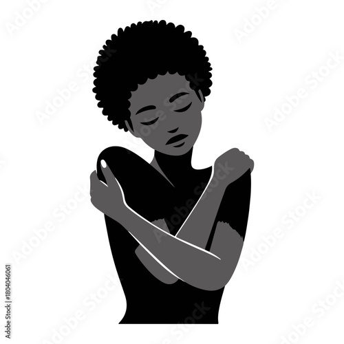 Black and White Illustration of a Woman Portraying Self Love