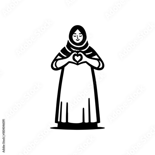 Black and White Illustration of a Woman Portraying Self Love