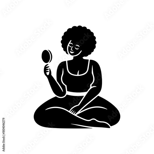 Black and White Illustration of a Woman Portraying Self Love