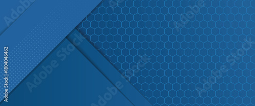 Minimal geometric blue background. Dynamic blue shapes composition with hexagon. Vector energy technology concept abstract background texture design, bright poster, banner