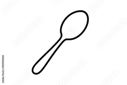 Simple black outline drawing of a dining spoon angled diagonally