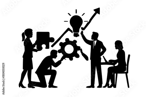 Business team collaboration for idea generation and growth strategy