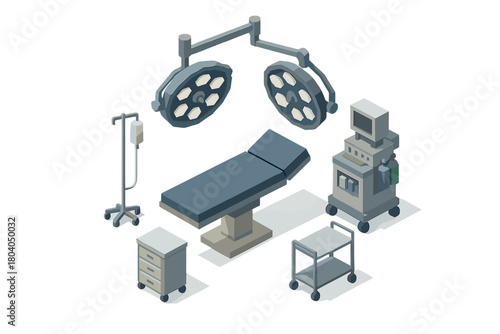 Isometric medical equipment and furniture for operating room setting