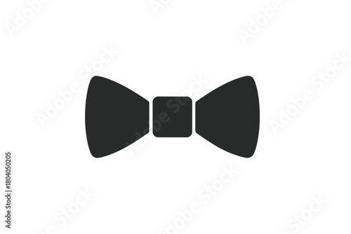 Minimalist solid black bow tie shape centered on clean white background