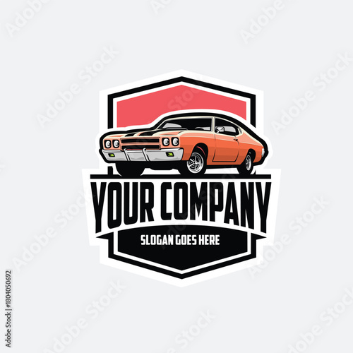 Premium Classic American Muscle Car Ready Made Logo Vector. Best for Automotive and Detailing Company Related Logo