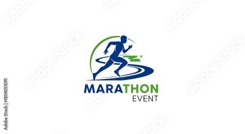 Marathon Running Logo Vector – Athlete Silhouette for Race Event and Sports Competition