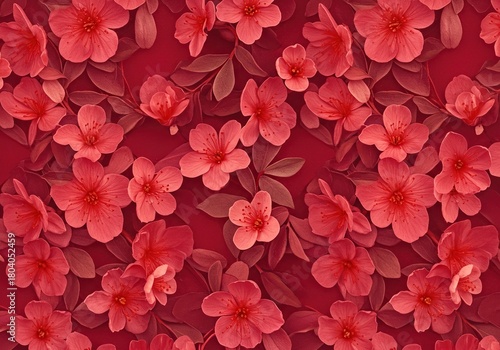 Wallpaper Mural A vibrant and intricate floral pattern creating a beautiful, seamless background. Delicate blossoms and leaves form an elegant, repeating botanical design ,nature ,romantic ,wrapping Torontodigital.ca
