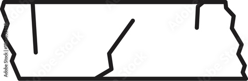 Simple line drawing represents a torn piece of paper with jagged edges, creating a visual representation of damage or imperfection