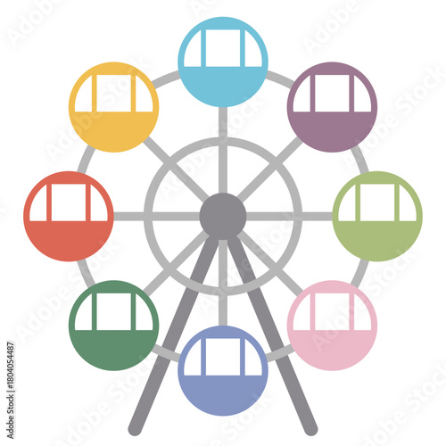 遊園地のシンボル カラフルで可愛い観覧車のシンプルなベクターイラスト