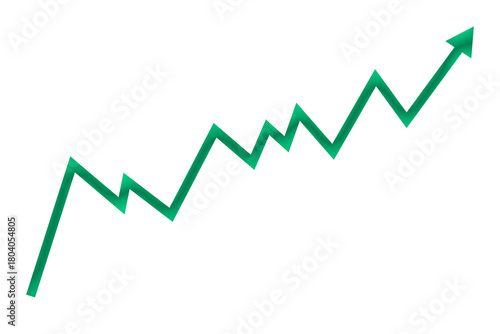  Green line graph going upward with an arrow isolated on transparent background  for growth templates

