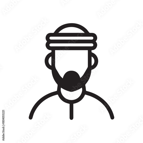 Islamic men and women icon character outline. Arabic vector design.