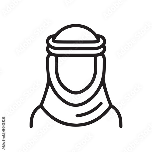 Islamic men and women icon character outline. Arabic vector design.