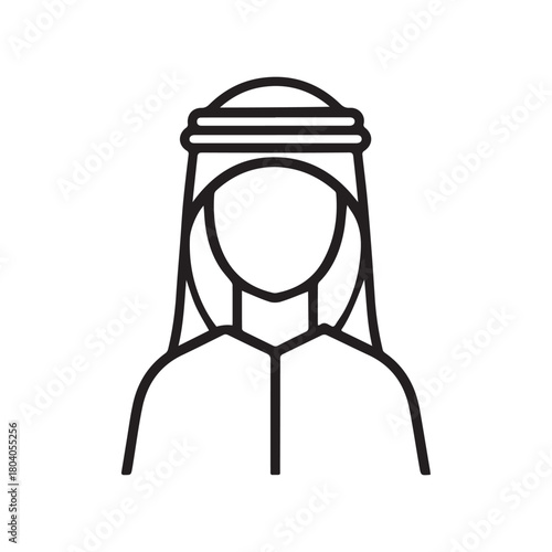 Islamic men and women icon character outline. Arabic vector design.