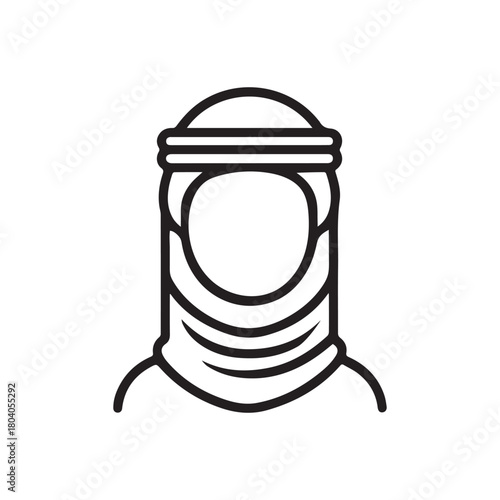Islamic men and women icon character outline. Arabic vector design.