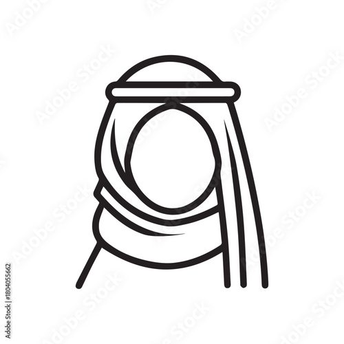 Islamic men and women icon character outline. Arabic vector design.