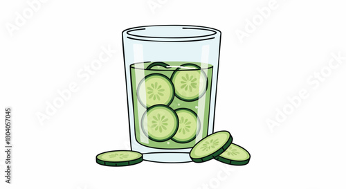 Refreshing Glass of Cucumber Water Illustration