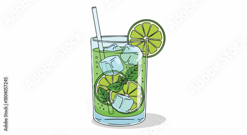 Refreshing Mojito Cocktail with Lime and Mint