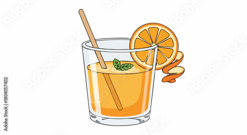Orange Cocktail with Mint and Spice