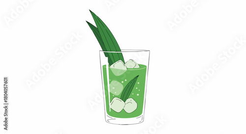 Refreshing Green Pandan Drink with Ice