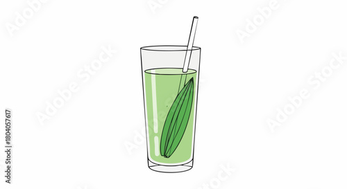 Refreshing Green Juice with Fresh Mint Leaf