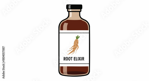 Root Elixir Bottle with Carrot Label