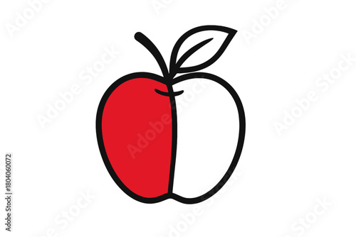 Stylized abstract shape divided vertically with black outline