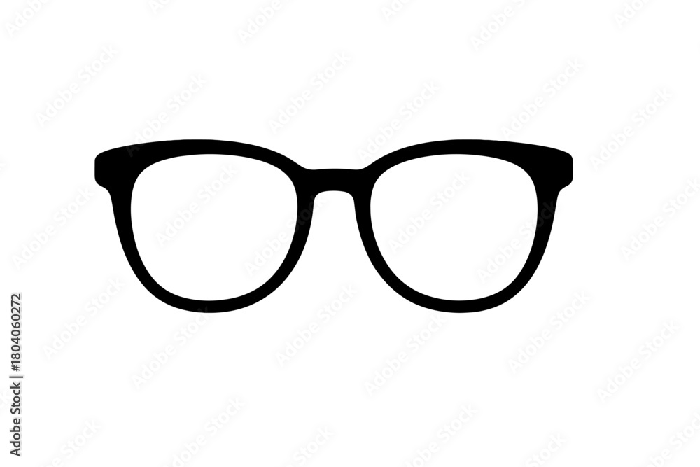 Fototapeta premium Black thick frame eyeglasses silhouette icon isolated on white background