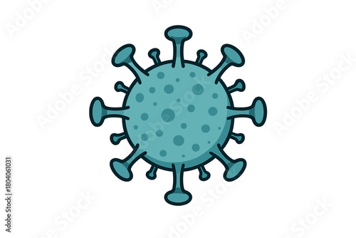 Stylized microbe featuring prominent spike proteins isolated on white