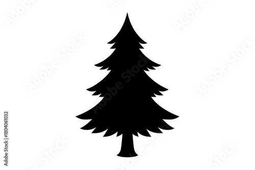 Stylized black silhouette of a coniferous evergreen tree shape